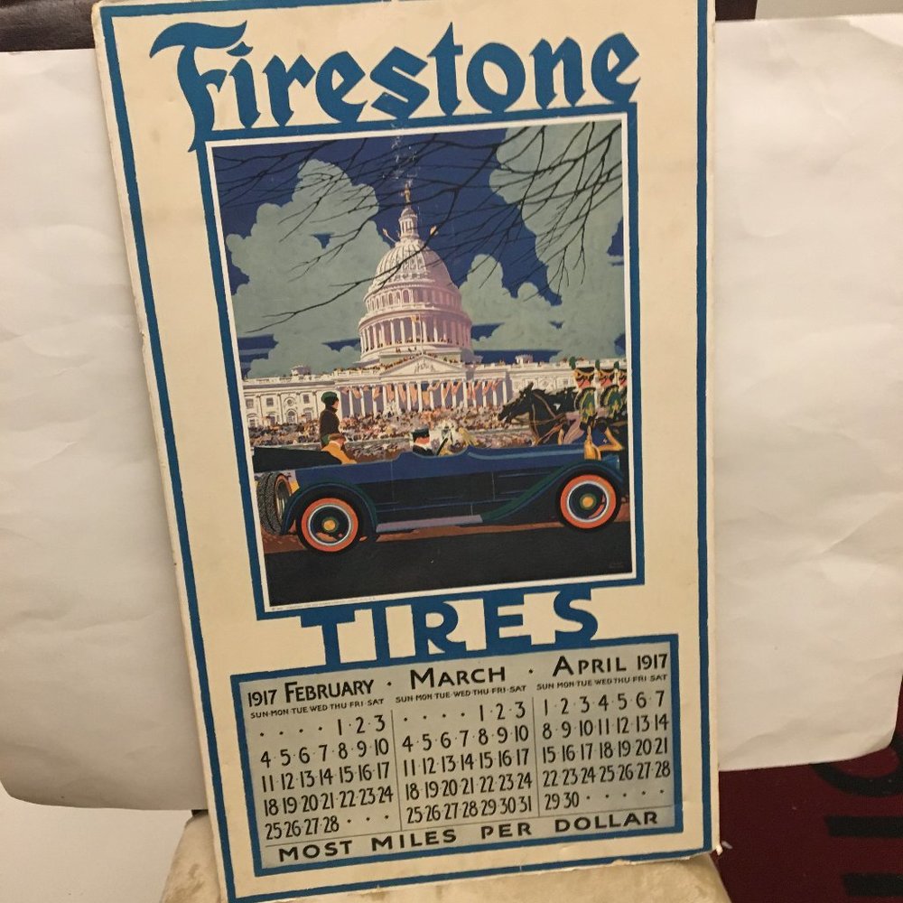 2 Vintage calendar 1917 print.